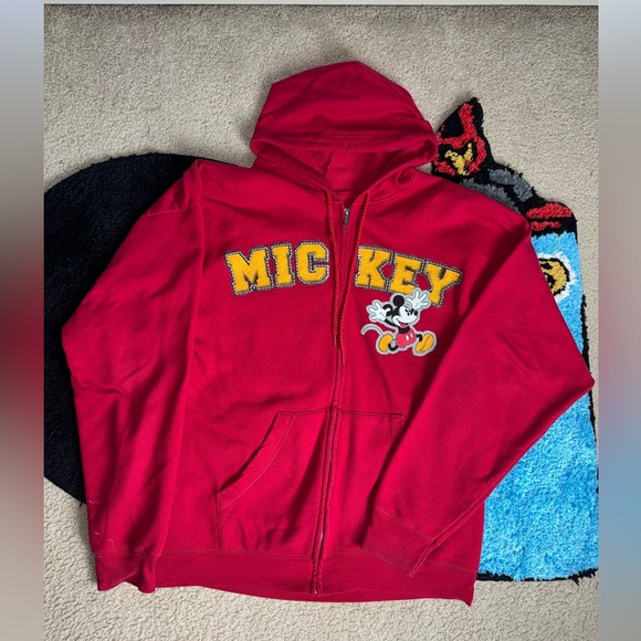 Disney Other - Disney Parks Walt Disney World Mickey Mouse Embossed Zip Hooded Sweatshirt XL